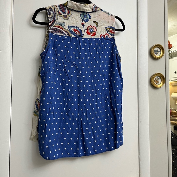 Chico's Multicolored Paisley and Floral Print Sleeveless Button Down Blouse - Picture 11 of 14